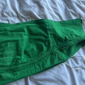 Green strapless crop top